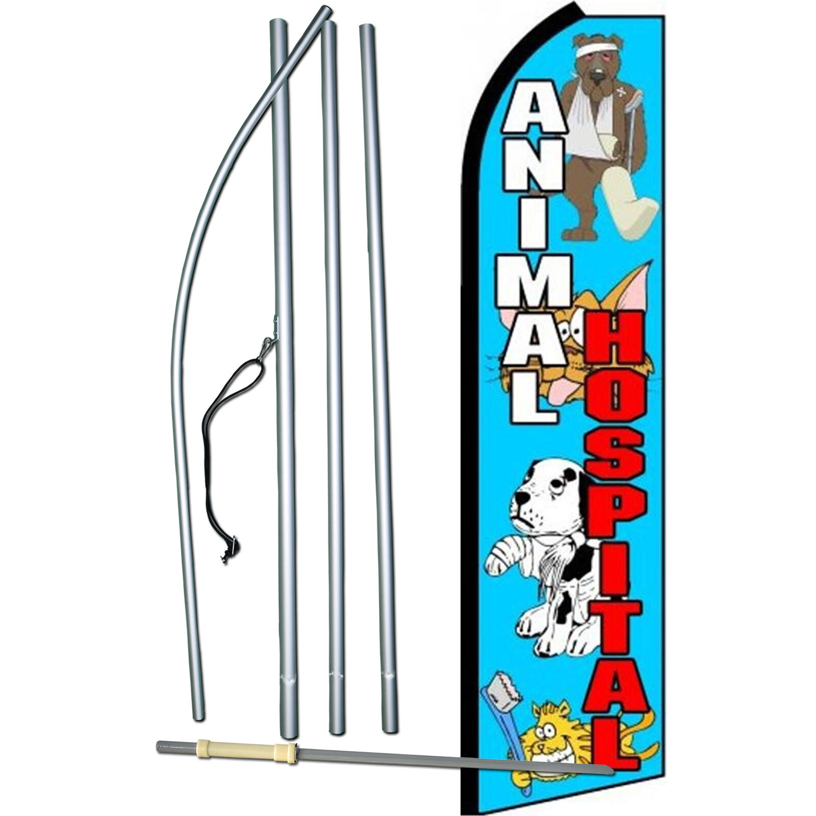 Animal Hospital Flag with Flag Pole and Spike