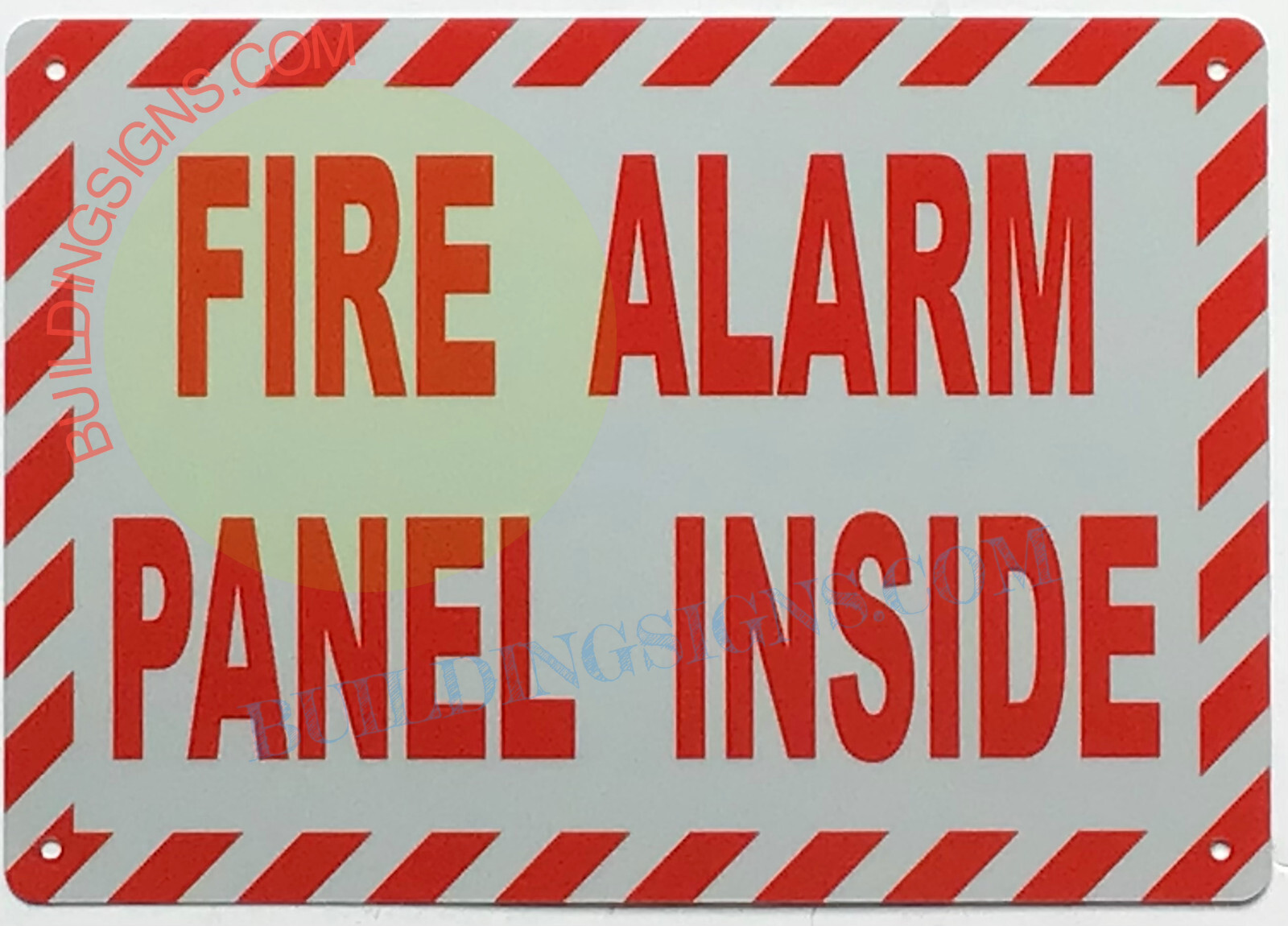 FIRE ALARM PANEL INSIDE SIGN ZEBRA LINE (7×10, White, Aluminum)-REF24-1027