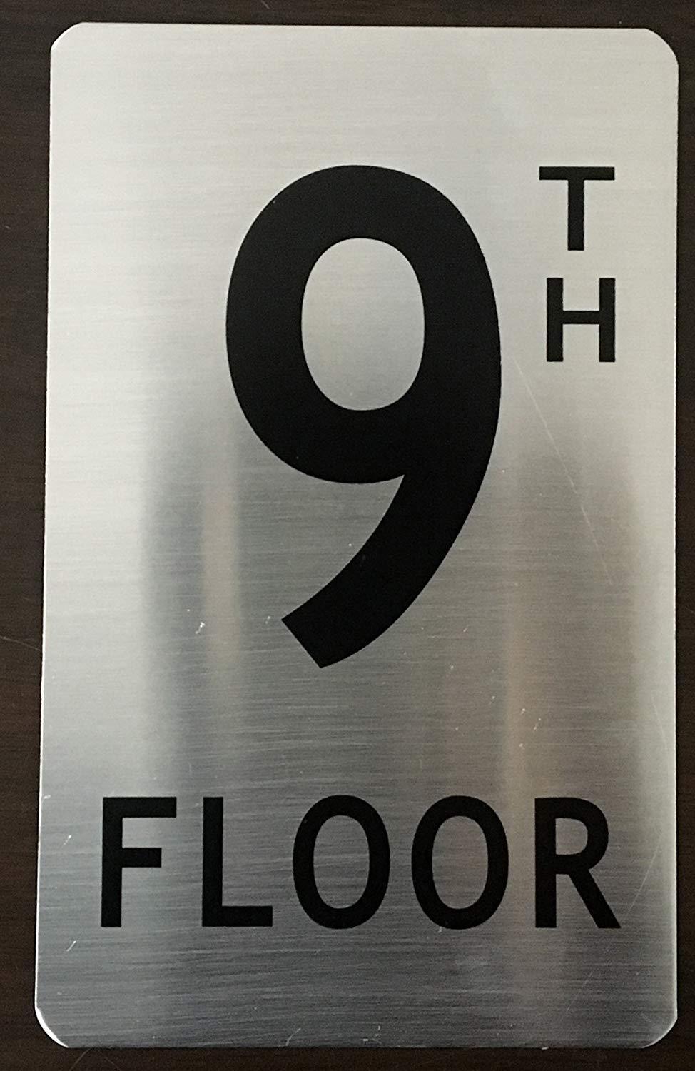 9TH FLOOR SIGN (BRUSHED ALUMINUM 8X5)- The Mont argent line.-REF24-1027