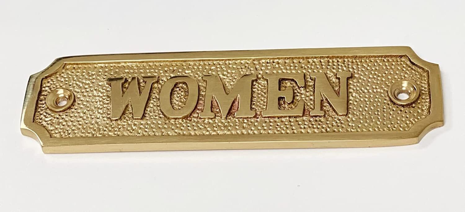 Brass Women Restroom Sign-Brass Door Sign (Brass,4X1.5 Inch)