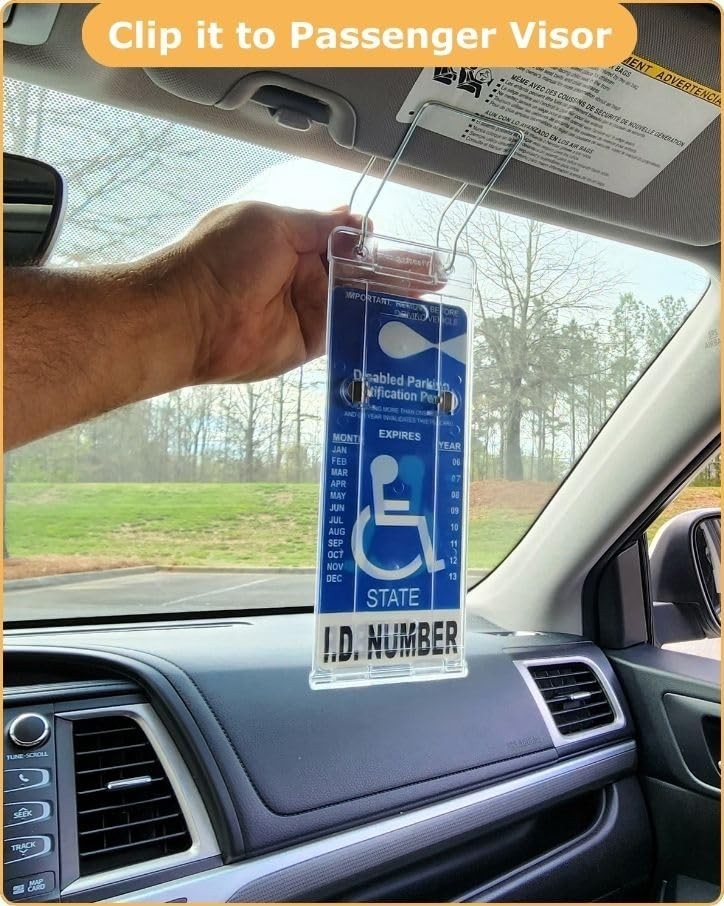 Handicap Placard Holder – Vertical Parking Tag Display, Durable Hard Plastic, US