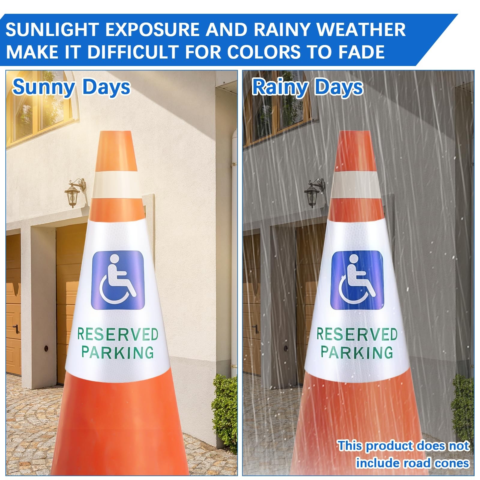 8 Pcs “Reserved Parking” Cone Message Sleeve, Bright Reflective 360° High Vis…