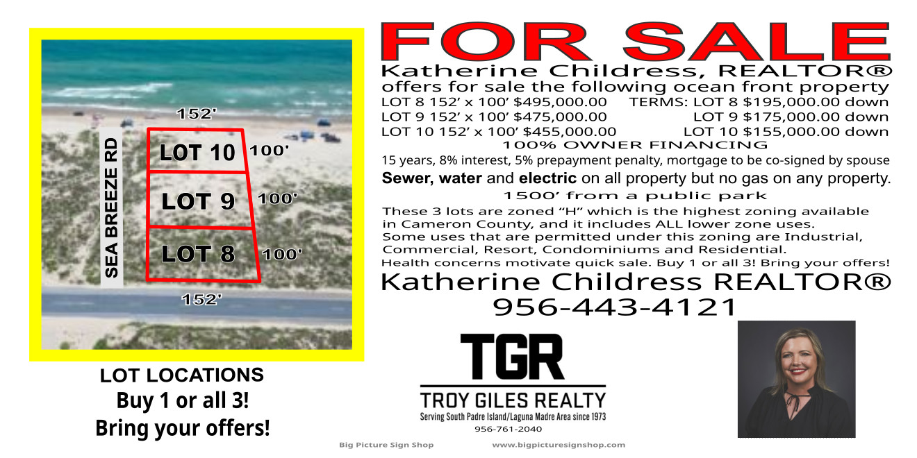 Katherine Childress Realtor South Padre Island Land 4 Sale – Custom 4 x 8 Banner