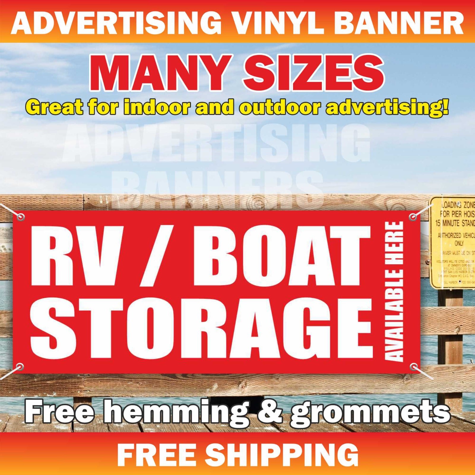 RV BOAT STORAGE advertising Banner Vinyl Mesh Sign Retail Space Lease Parking