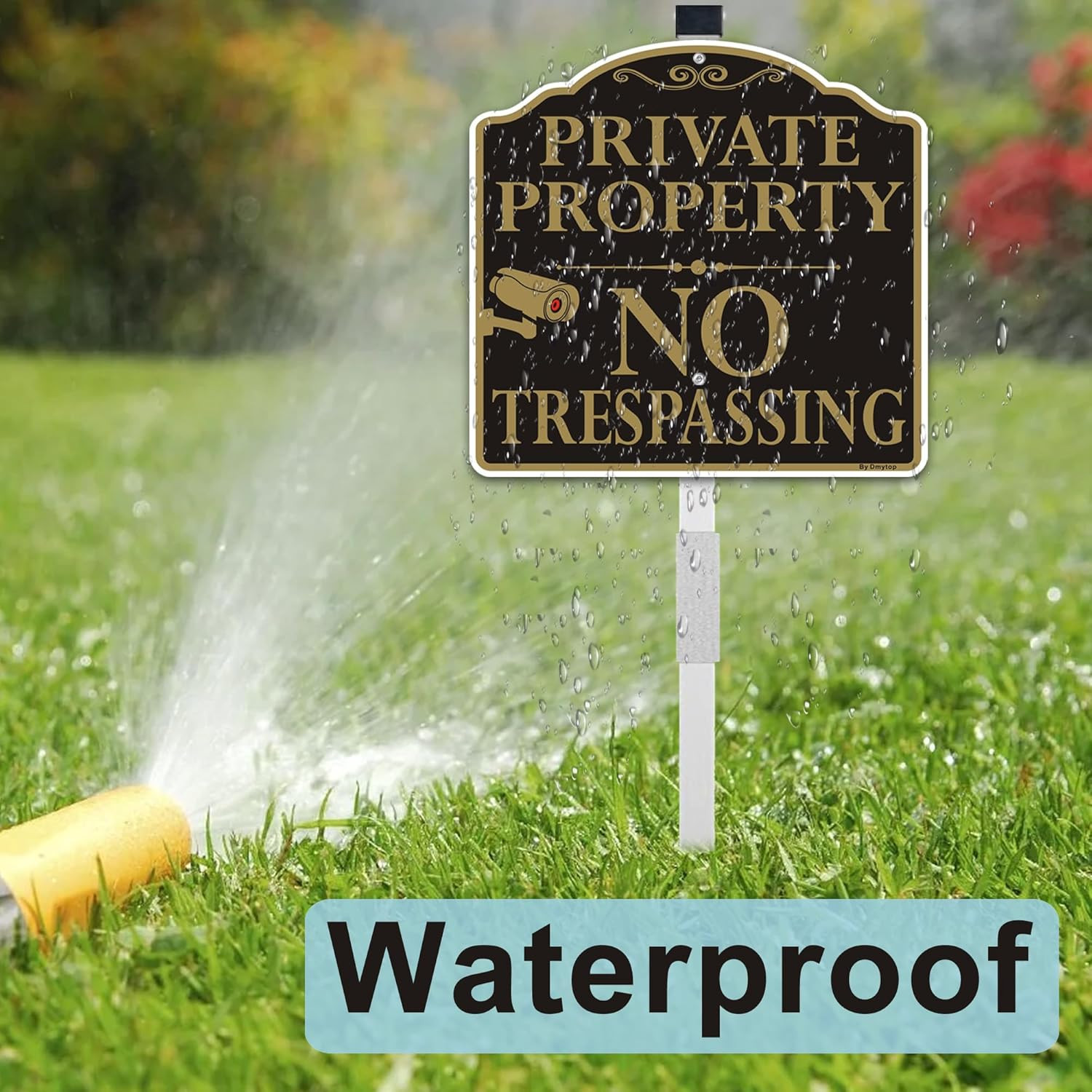 Large Private Property No Trespassing Signs with 36″ Alloy Long Stake, 12X12″ Vi