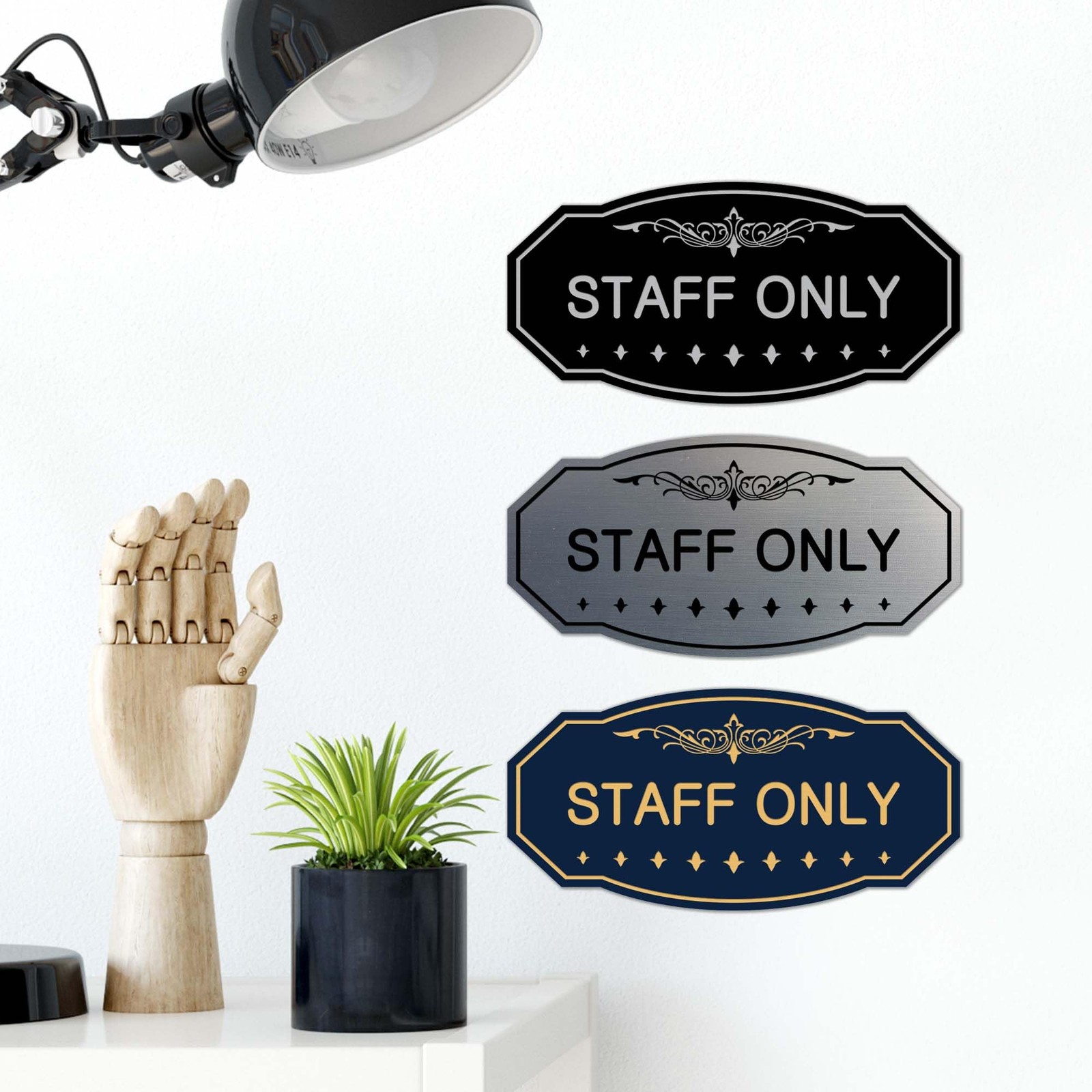 Victorian Staff Only Sign (Yellow / Black) – Medium