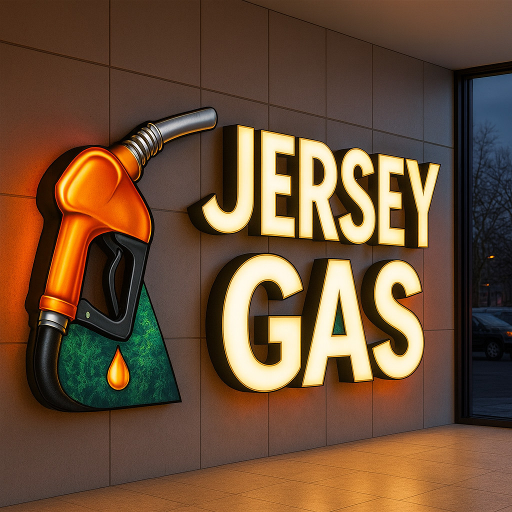 Jersey Gas LED Channel Letters – Custom Outdoor Storefront Business Sign 🍔