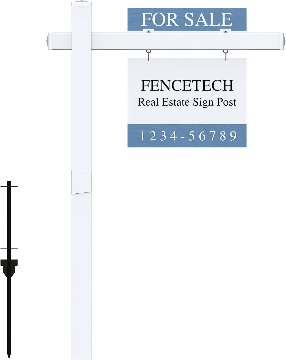 Vinyl PVC Real Estate Sign Post 6′ Tall, Realtor Yard Sign Post (Connected Type)