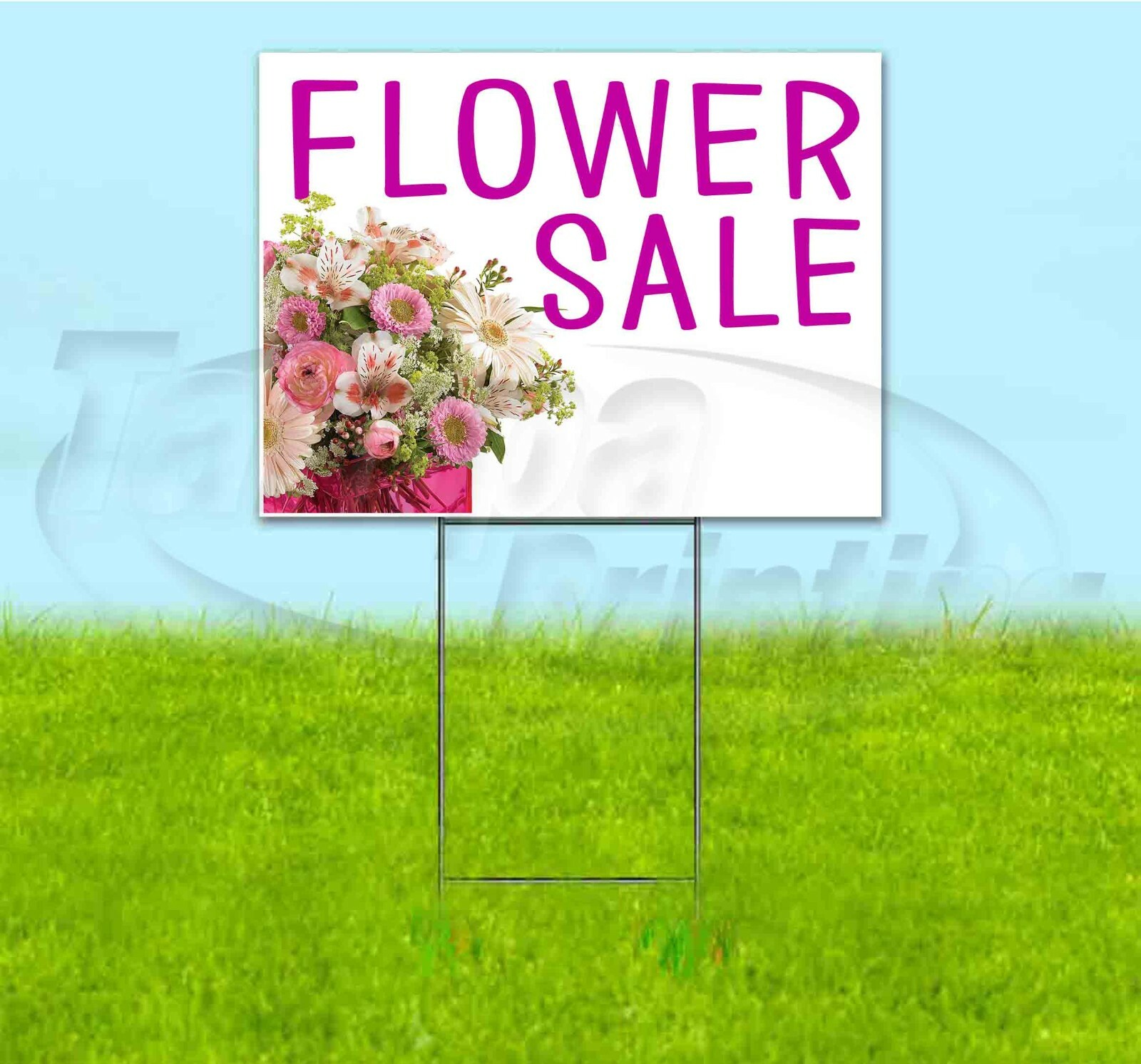 FLOWER SALE 18×24 Yard Sign WITH STAKE Corrugated Bandit USA BUSINESS DEALS