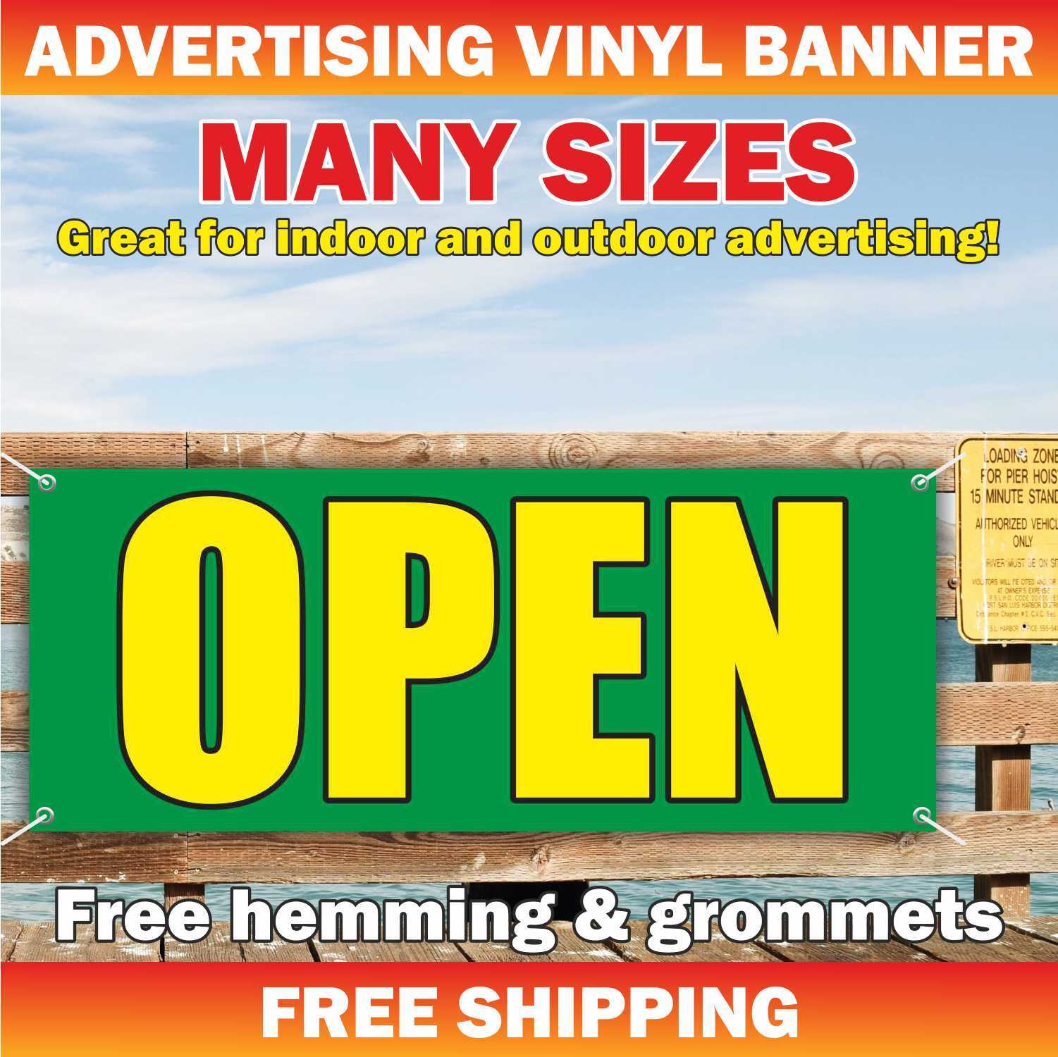 OPEN Advertising Banner Vinyl Mesh Sign Alternative Store Grand Opening Welcome