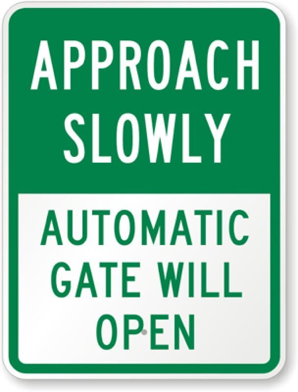 Automatic Gate Sign Aluminum Weatherproof 8×12 Outdoor Safety Warning