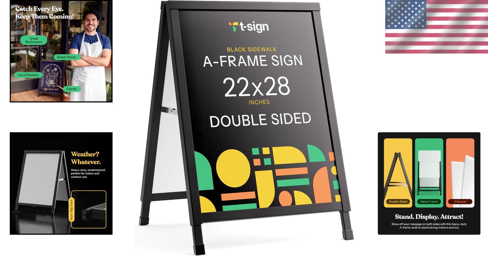 Heavy Duty Folding Frame Sign, Double-Sided Sandwich Board