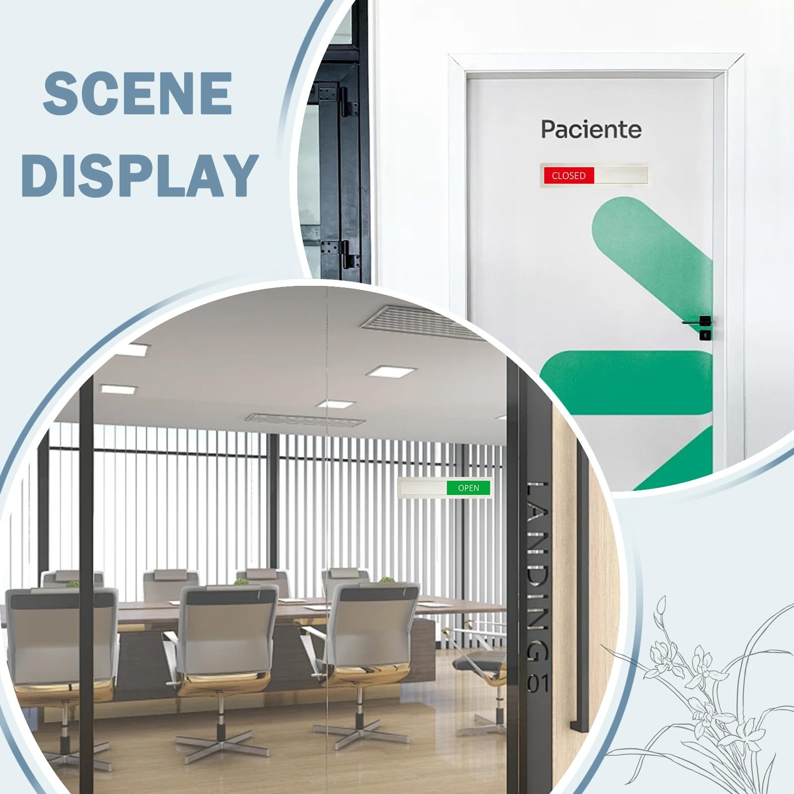 Open Closed Sign, Signs Privacy Slide Door Sign 7 x 1.5 inches, Silver