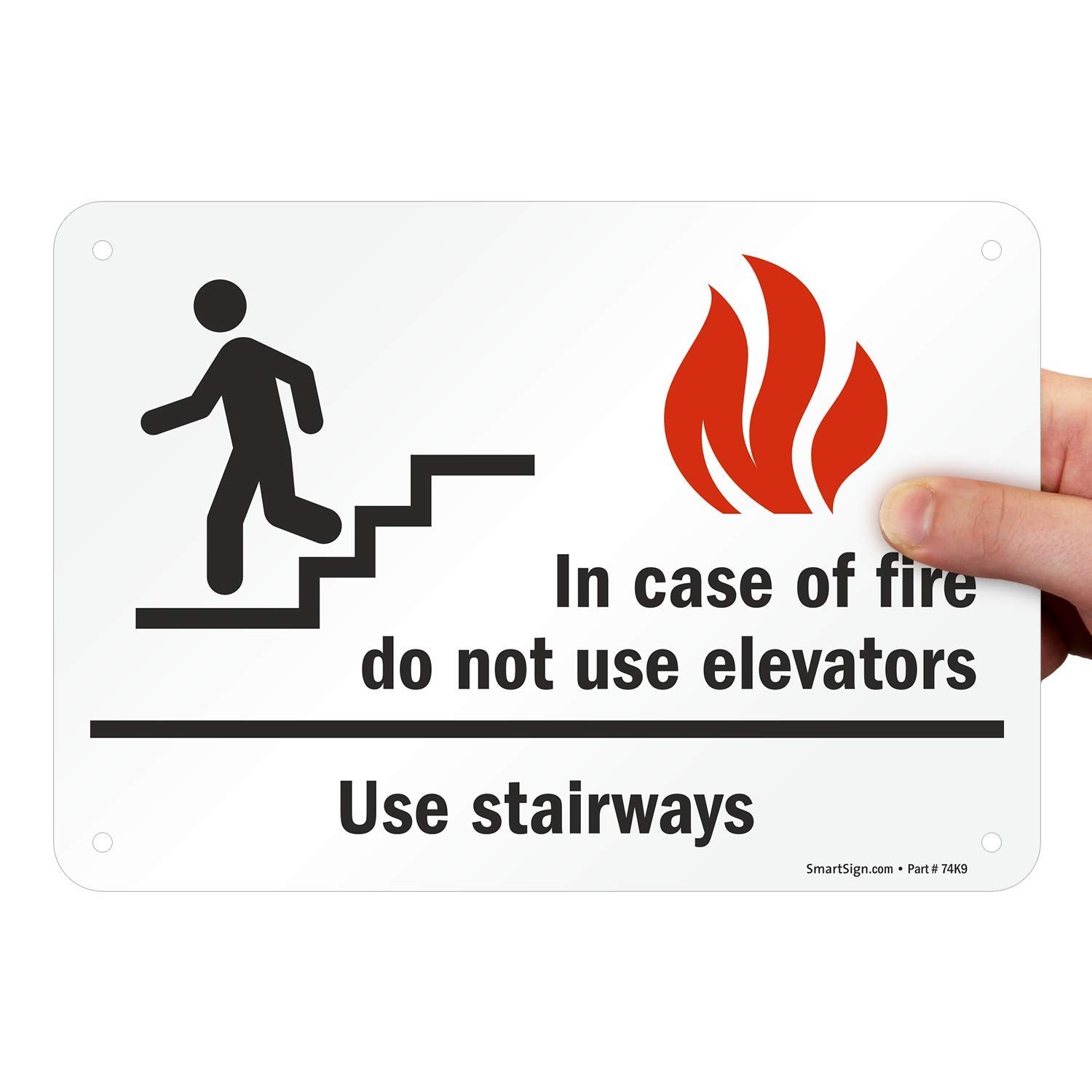 S1651PL10 In Case Of Fire Do Not Use Elevators Sign 7×10 Inch Plastic