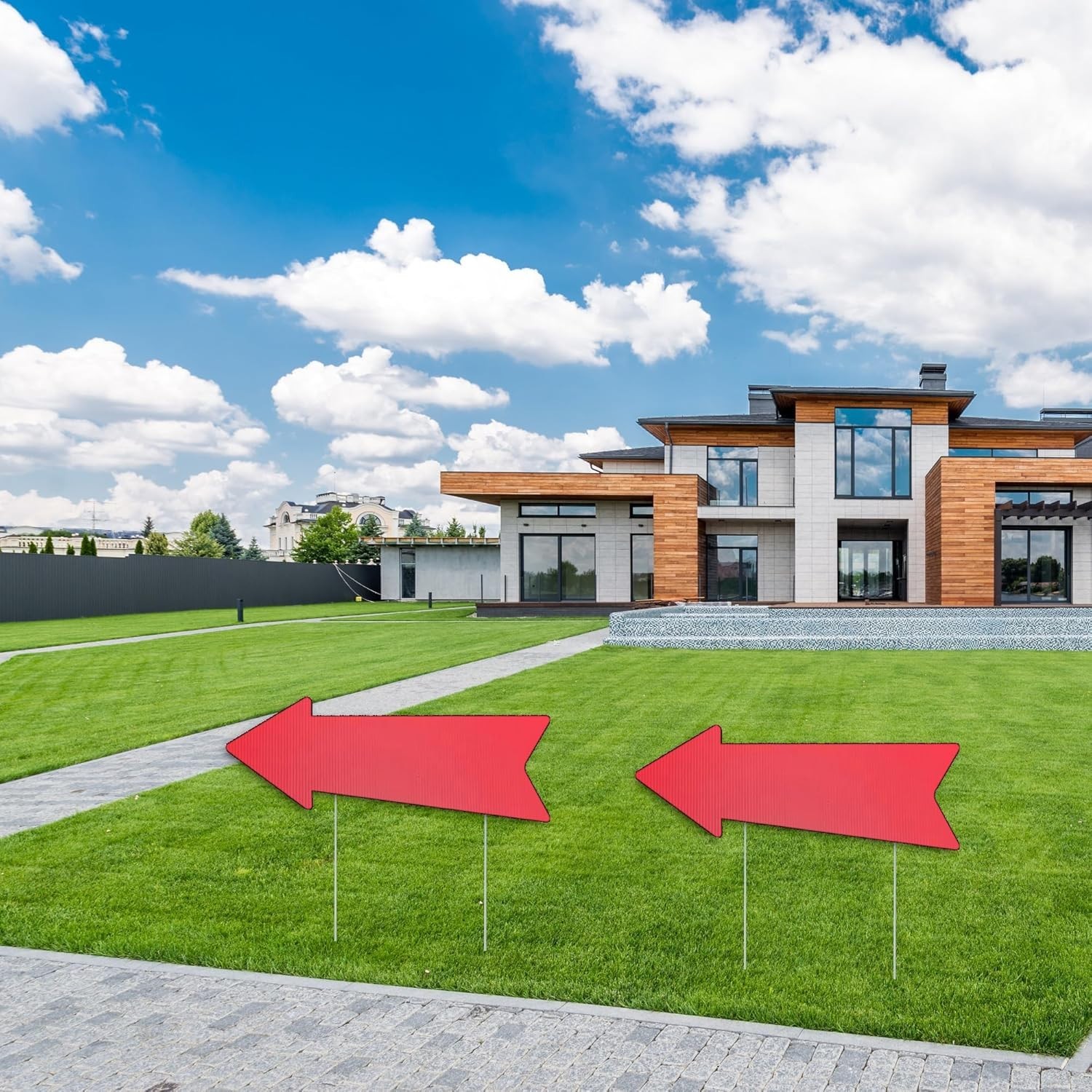 Red Arrow Signs with Stakes 16 X 5 Inches,This Way Directional Arrow Yard Signs,