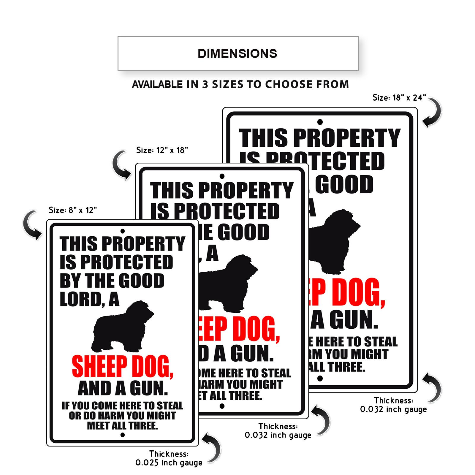 This Property Is Protected By The Good Lord Sheep Dog Safety Aluminum Metal Sign