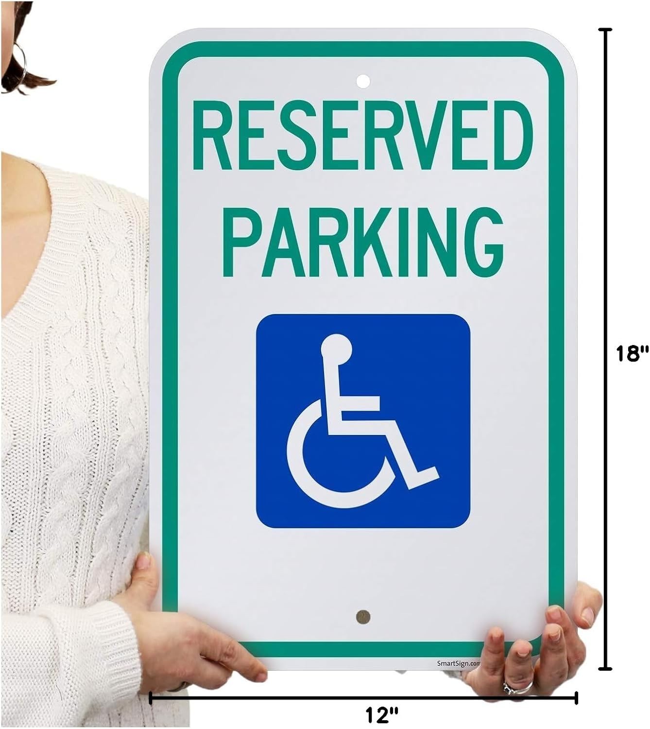Handicap Reserved Parking Sign – 40cp Reflective, 12″ x 18″ – Easy Installation