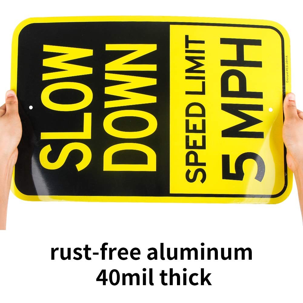 18×12 Inch .040 Large Slow Down Speed Limit 5 MPH Sign Rust Free Alum 2 PCS
