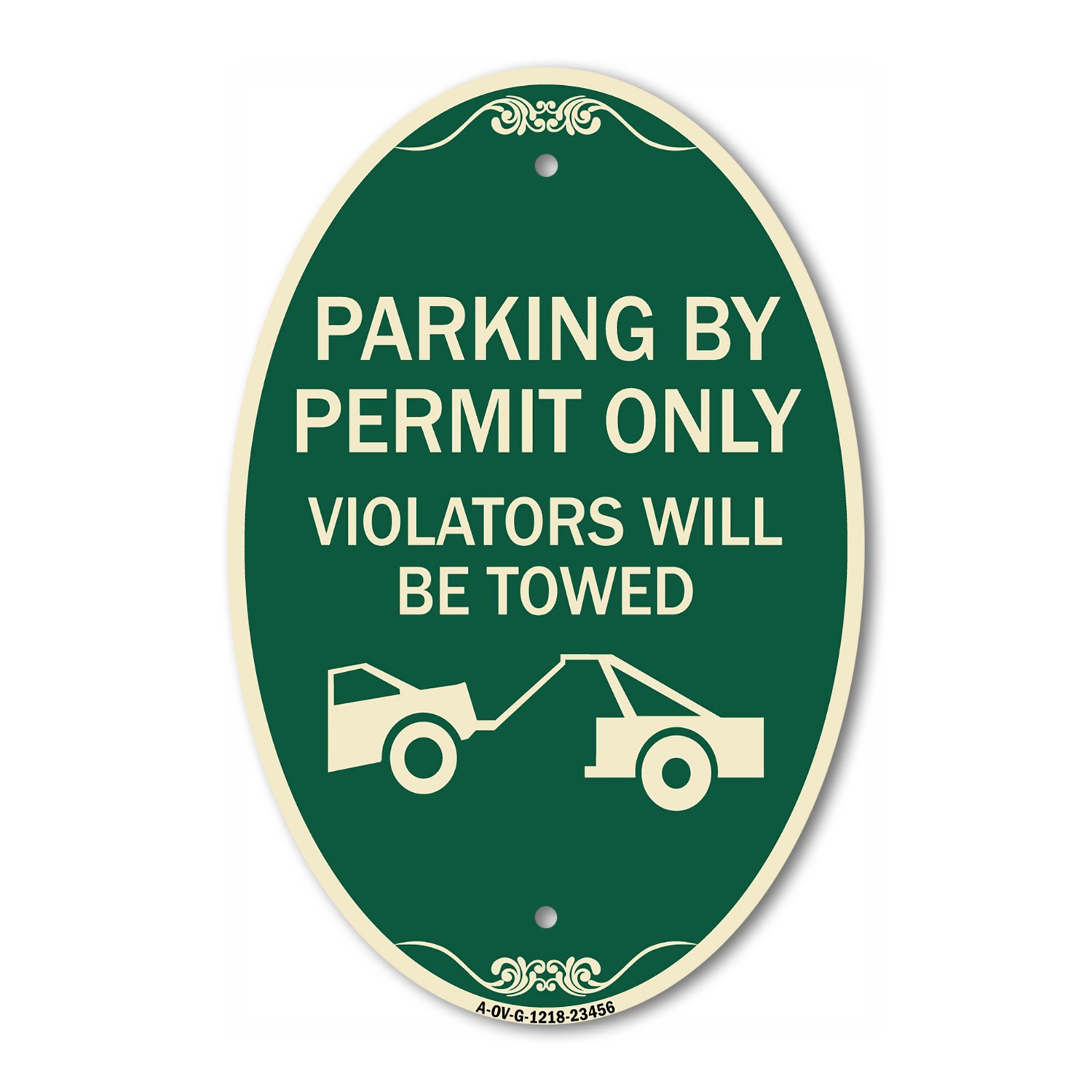 Parking by Permit Only Violators Will Be Towed (Towing Symbol) 12″ x 18″