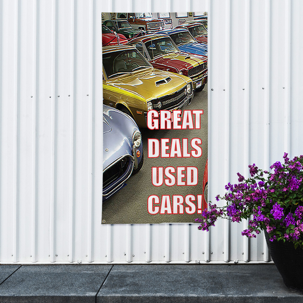 Vertical Vinyl Banner Multiple Sizes Creat Deals on Used Cars Vintage Car