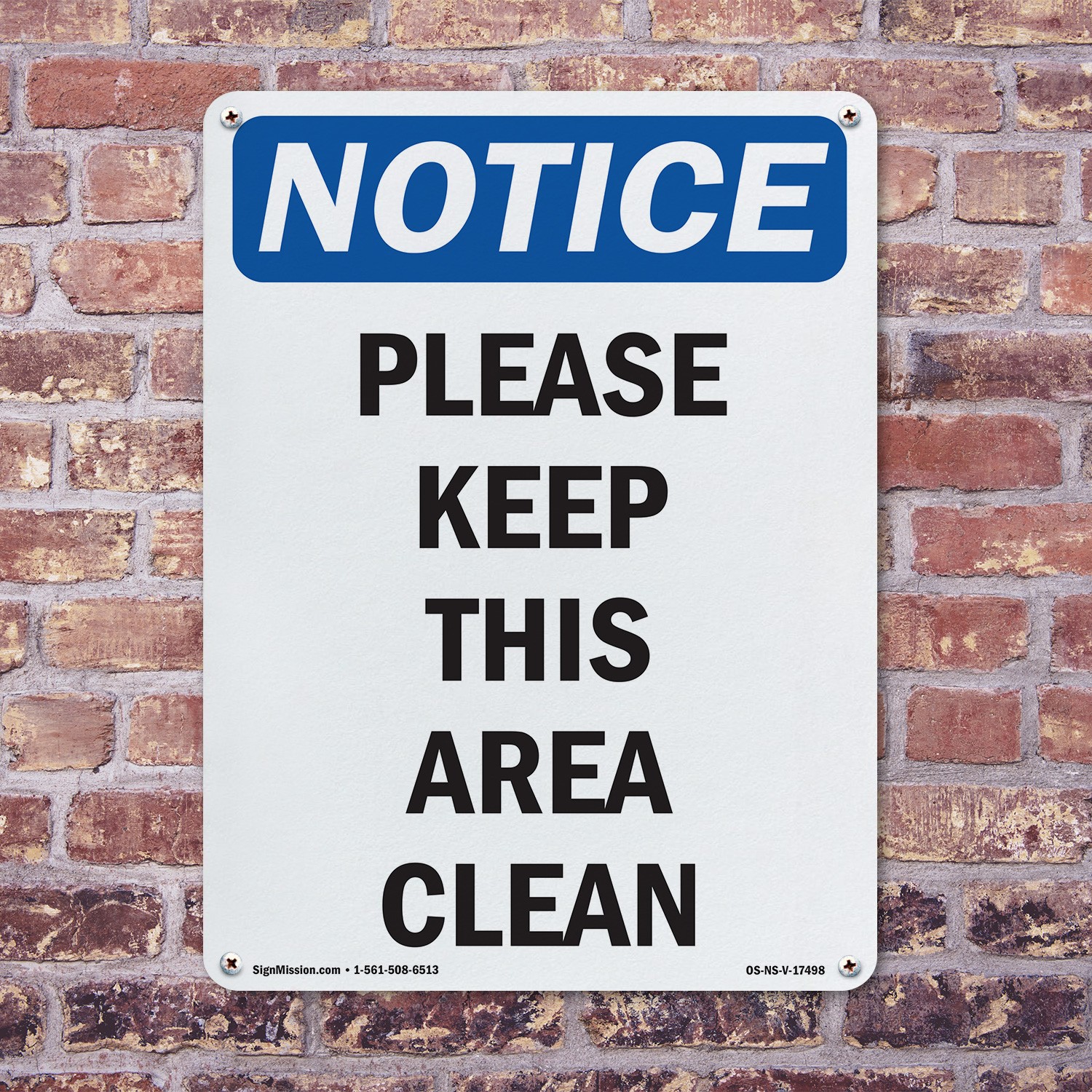 Please Keep This Area Clean OSHA Notice Sign Metal, Plastic, Decal 5 or 10 Pack