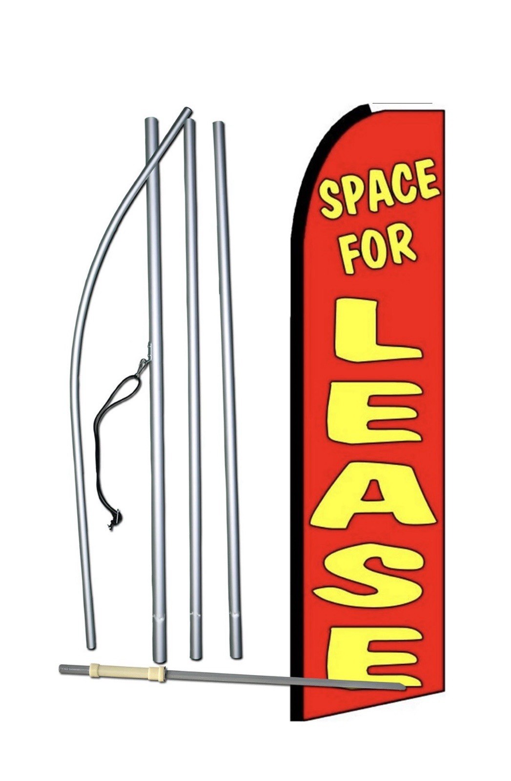 SPACE FOR LEASE BANNER FLAG FLUTTER ADVERTISING SWOOPER 3FT Wx11.5FT TALL