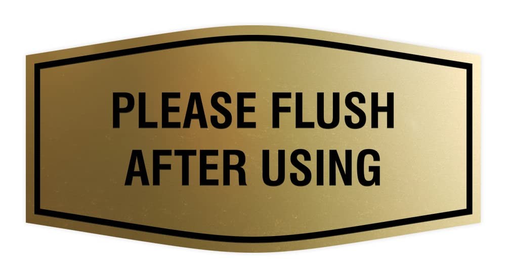 Fancy Please Flush After Using Sign Brushed Gold Small 1 Pack