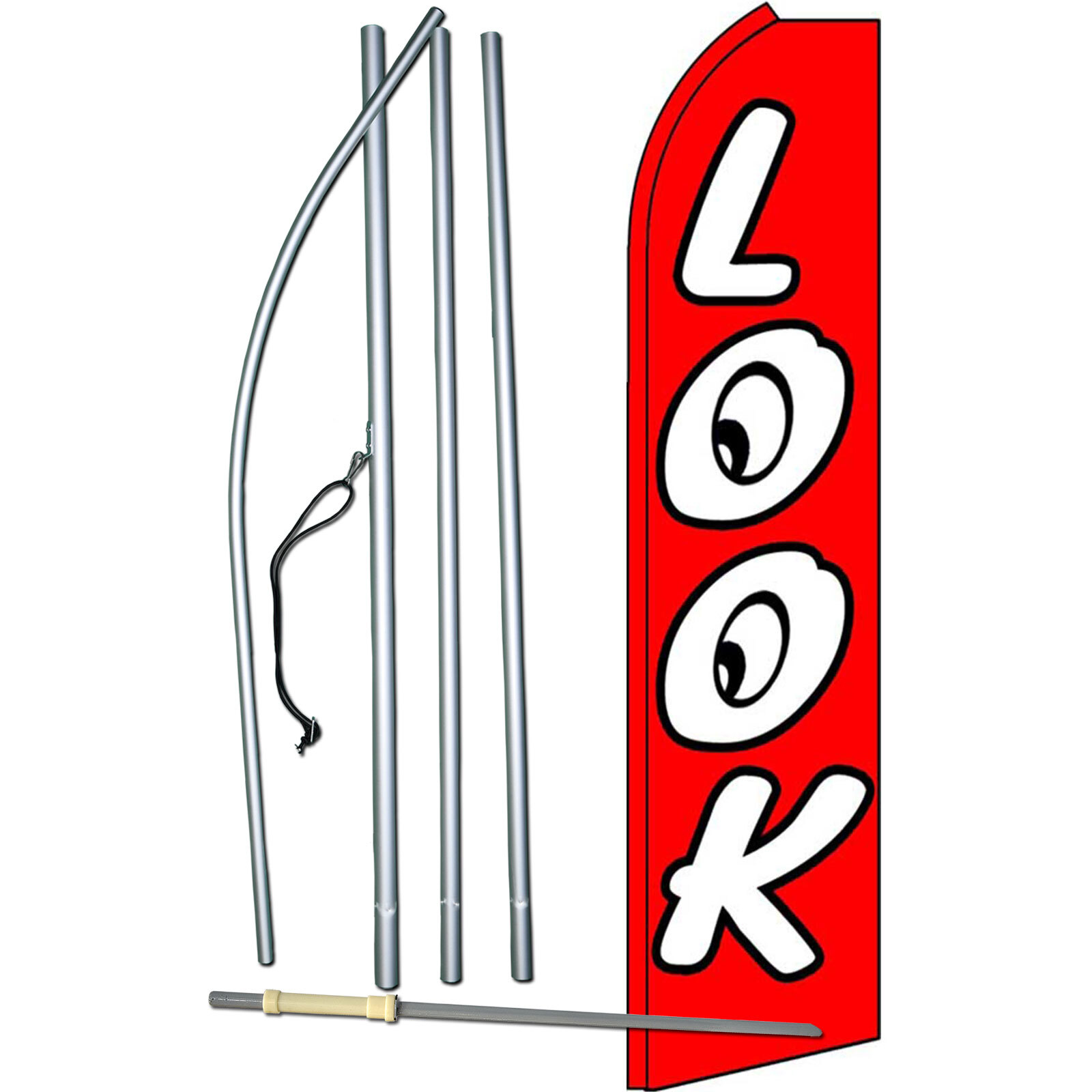 Look Flag with Flag Pole and Spike