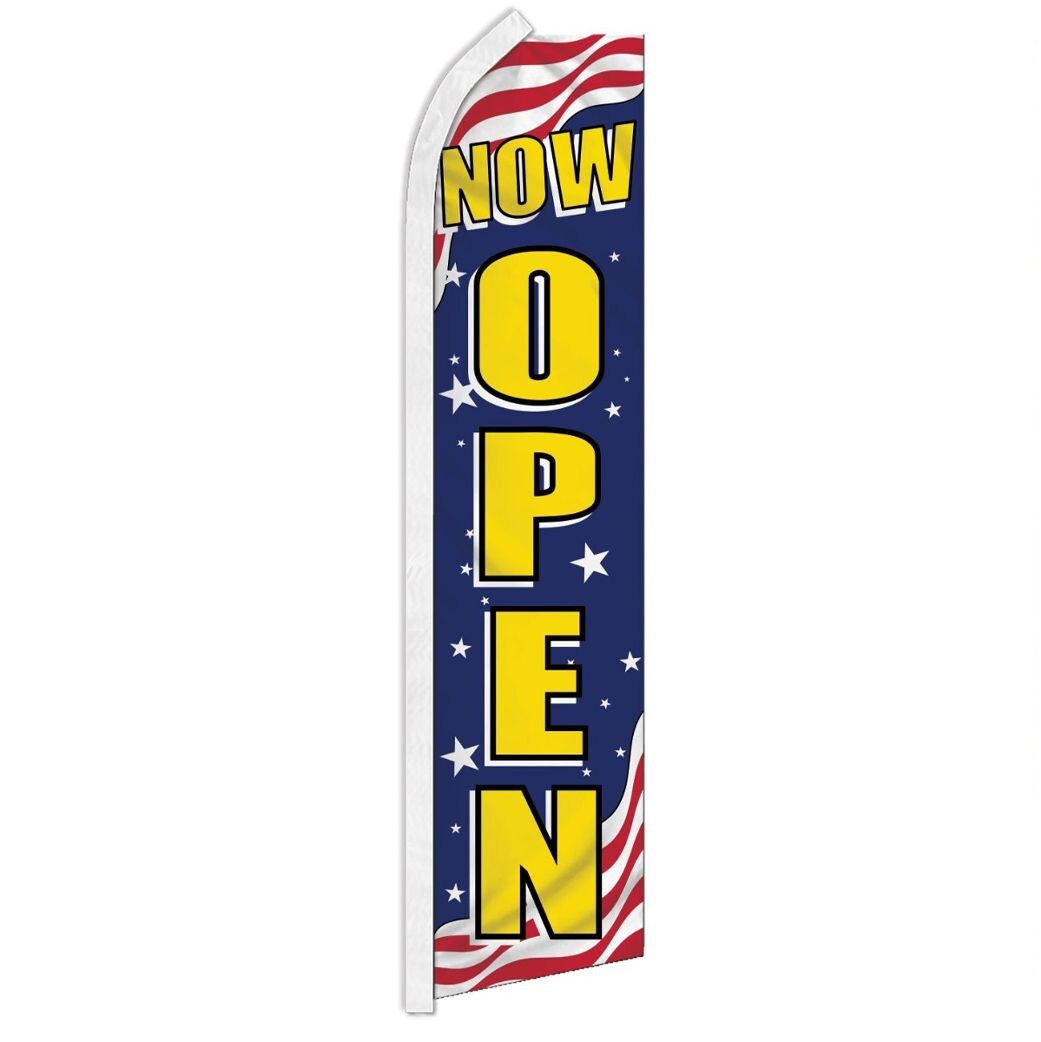 Now Open Patriotic Swooper Advertising July Fourth Open Banner Flag for Business