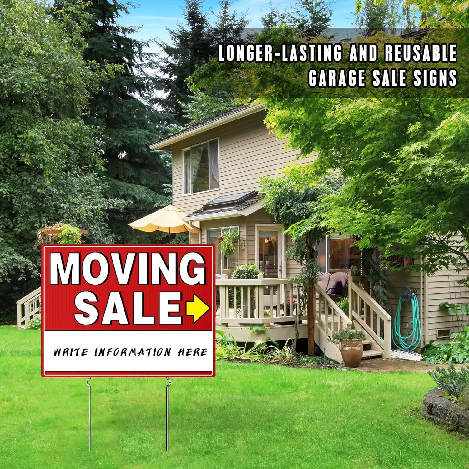 Moving Sale Sign 3 Pack 17″x13″ Double-Sided Yard Signs with Stakes