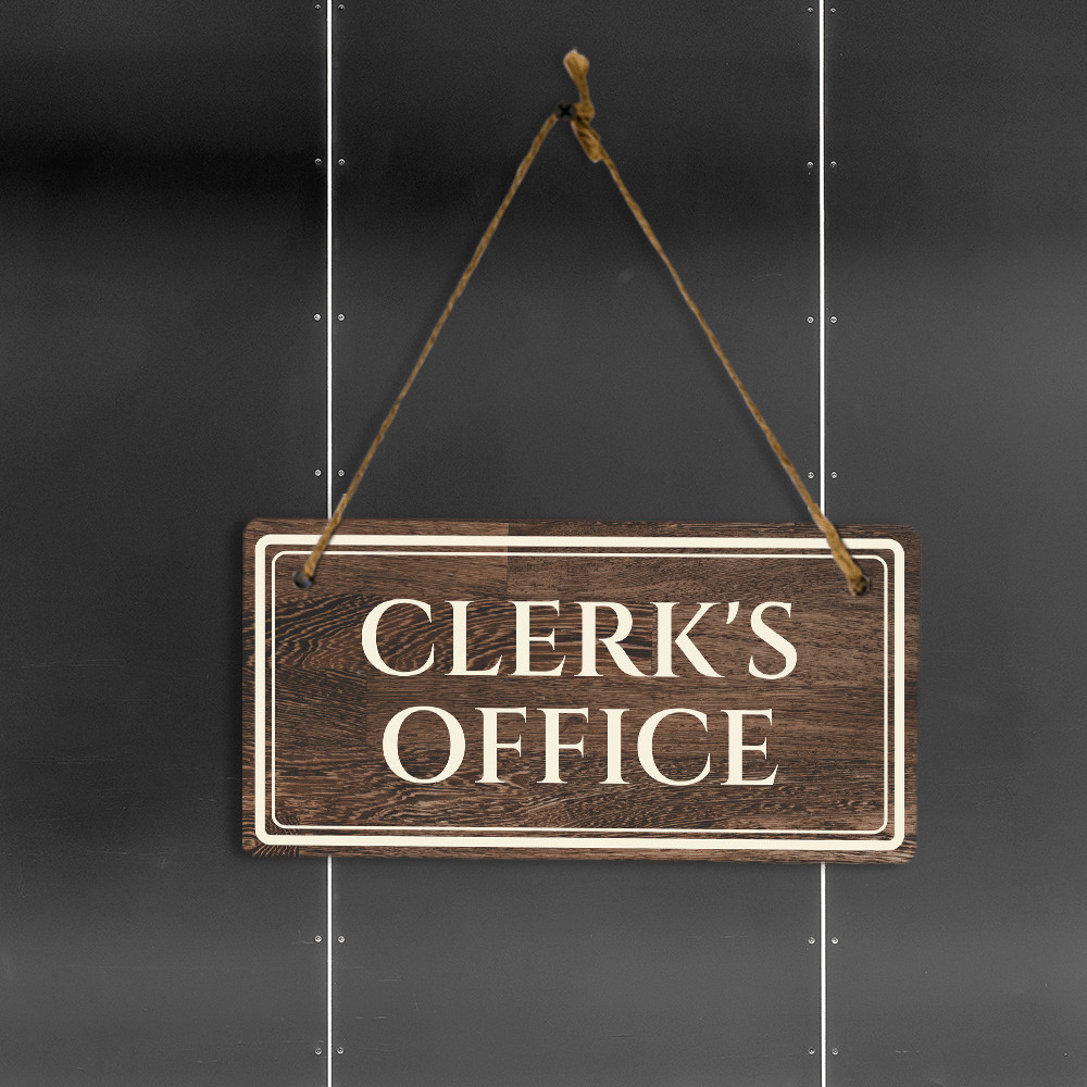 Clerk’s Office 5″ x 10″ Hanging Wall or Door Sign | Legal and Court Signage