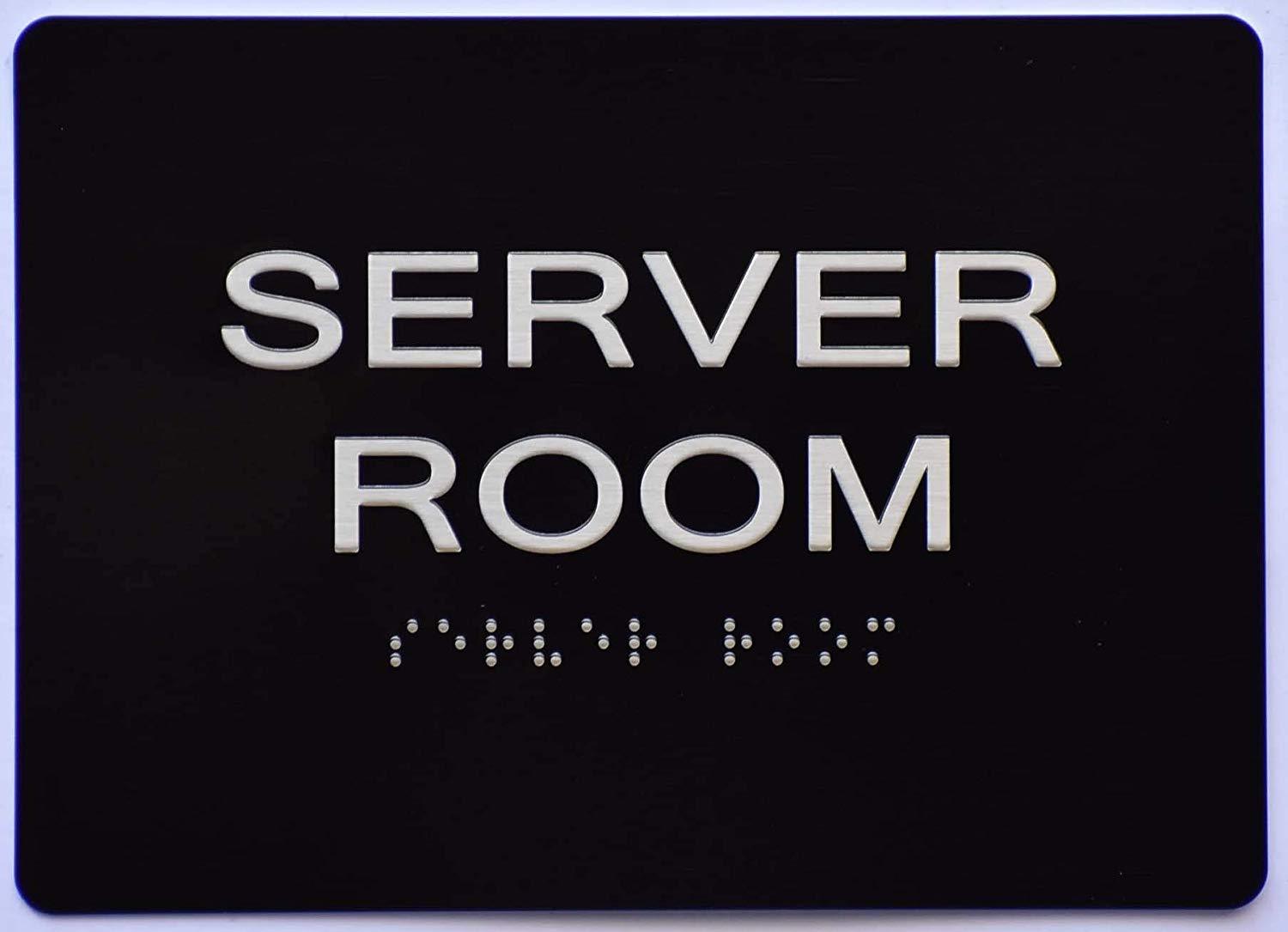 Server Room Sign -Black(Aluminium, Black/Silver,Size 5×7) The ….REF24-1027