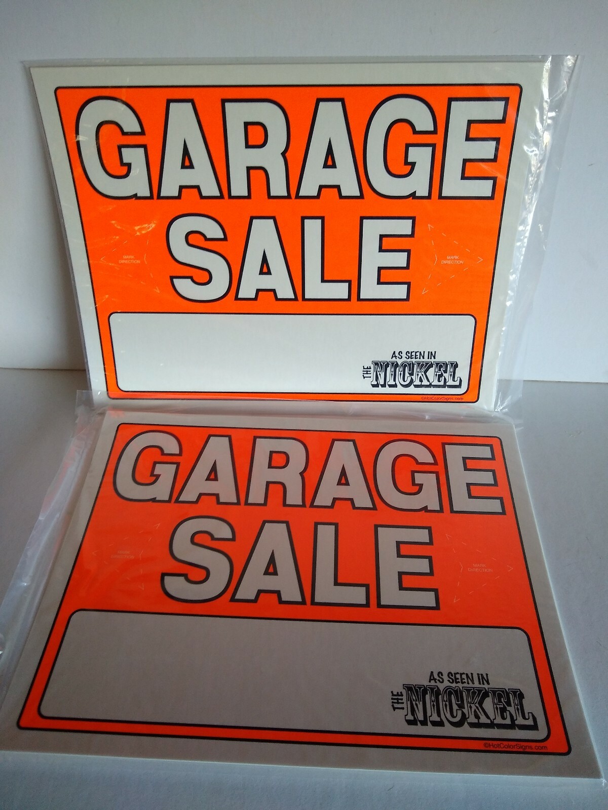 Garage Sale Signs (2) 3Pks (6 Signs total) Fluorescent Orange 11×14 Yard Sale