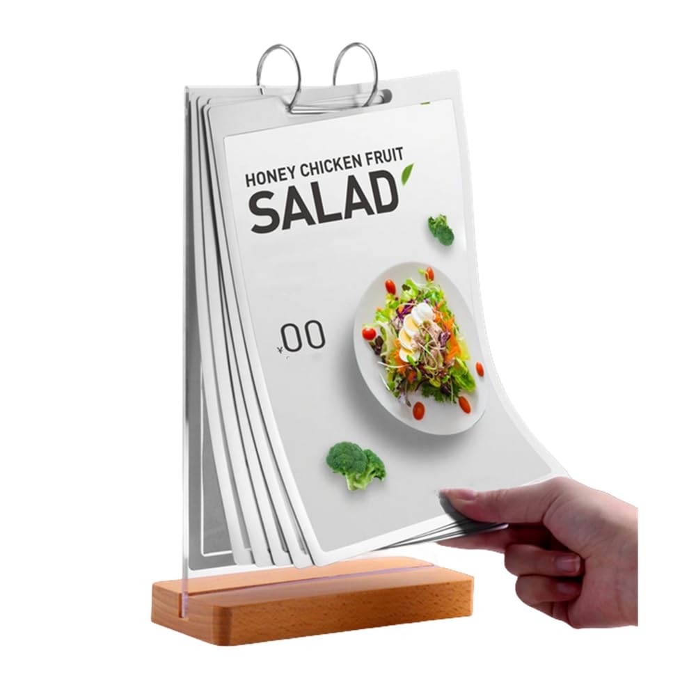 6 Pages A4 Flip Acrylic Sign Holder,Clear Desktop 8.25×11.75 inch, Clear