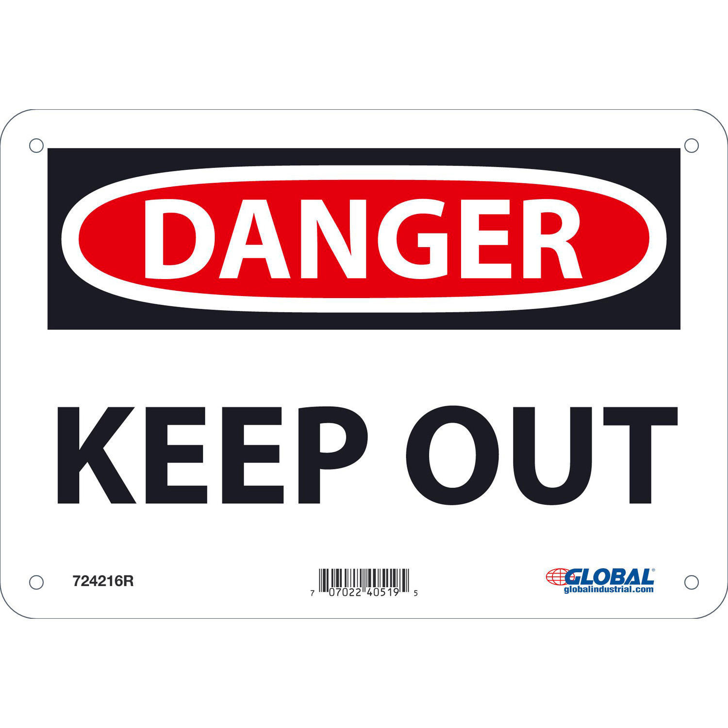 Global Industrial Danger Keep Out Sign 7×10 Rigid Plastic
