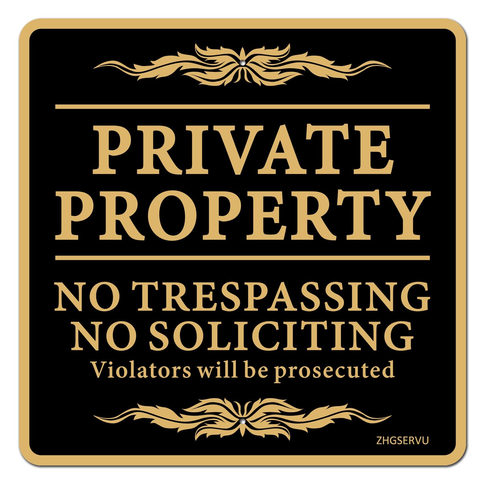 ZHGSERVU No Trespassing Signs Private Property No Soliciting Warning Sign 12” X