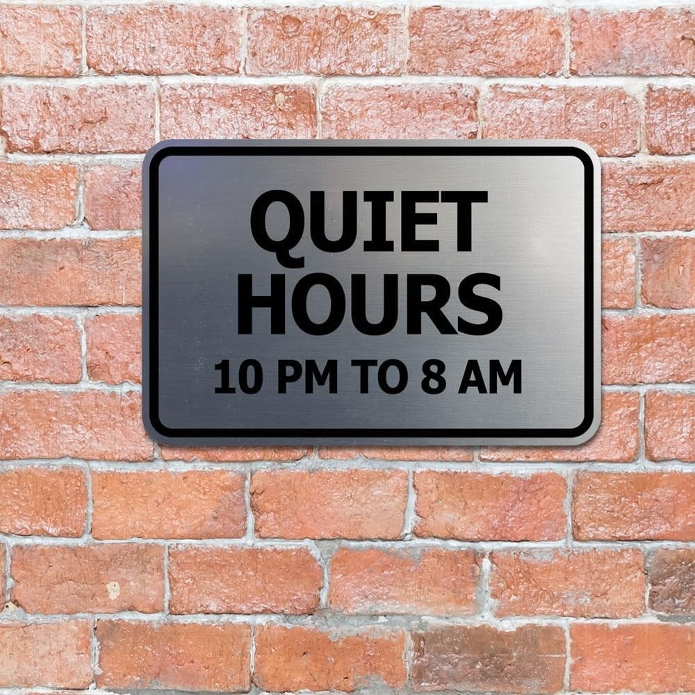 Classic Framed, Quiet Hours 10 pm to 8 am Sign Black – Medium 1 Pack