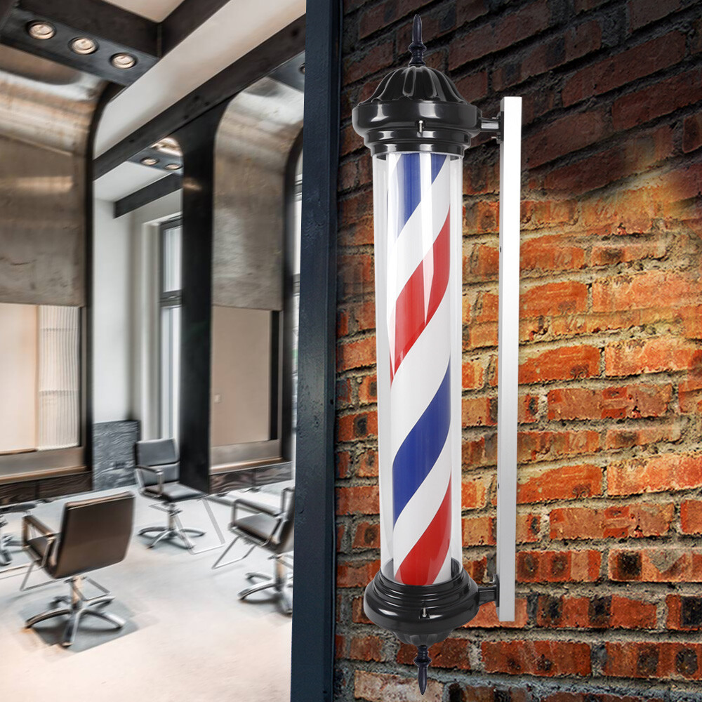 40″ Outdoor Barber Shop Pole Rotating Light Hair Salon Sign Illuminated Light