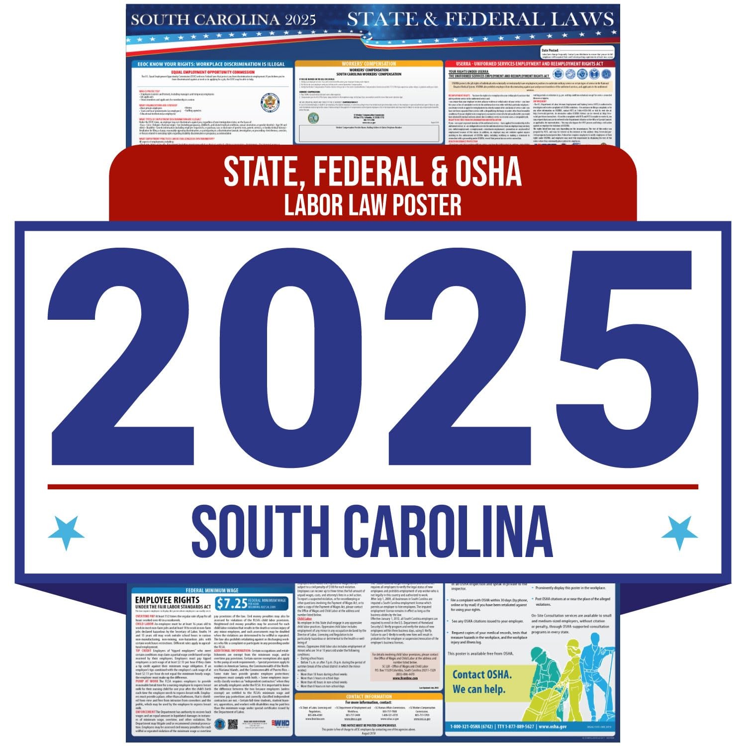 2025 South Carolina State and Federal Labor Law Poster – OSHA Workplace Compl…