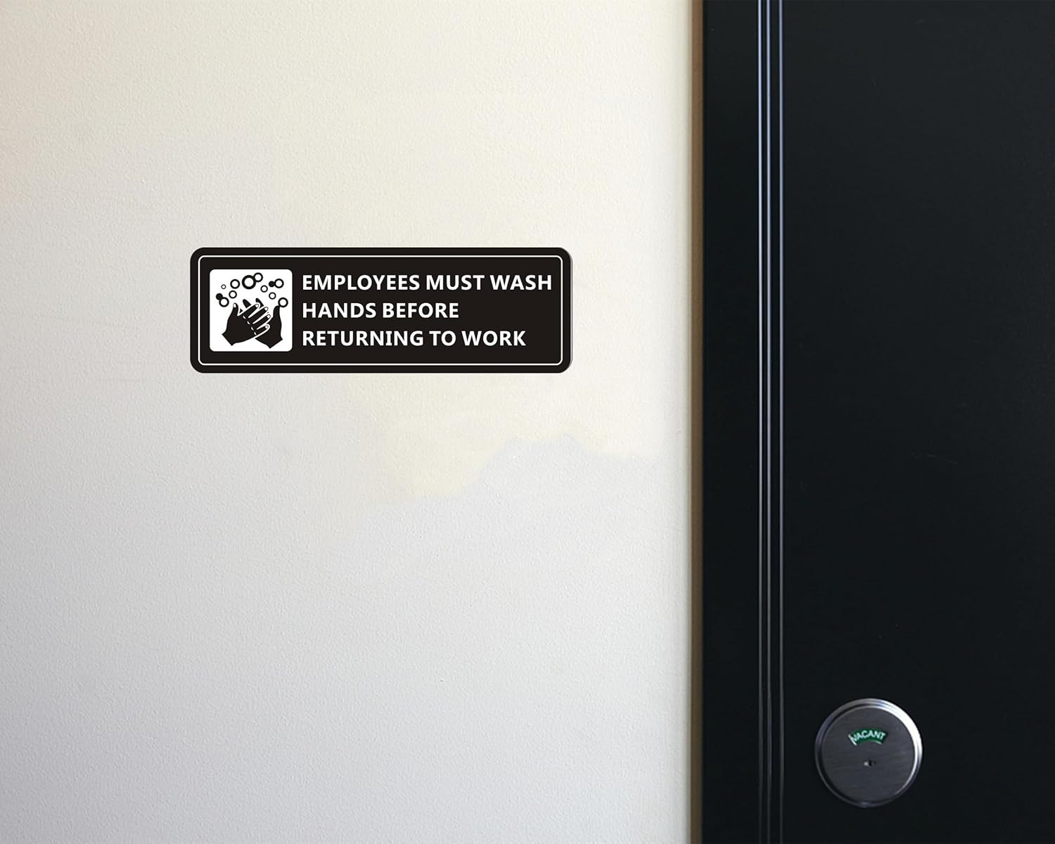 (4 Pack) Employees Must Wash Hands Sign, Self-Adhesive Metal Signage for Bathroo