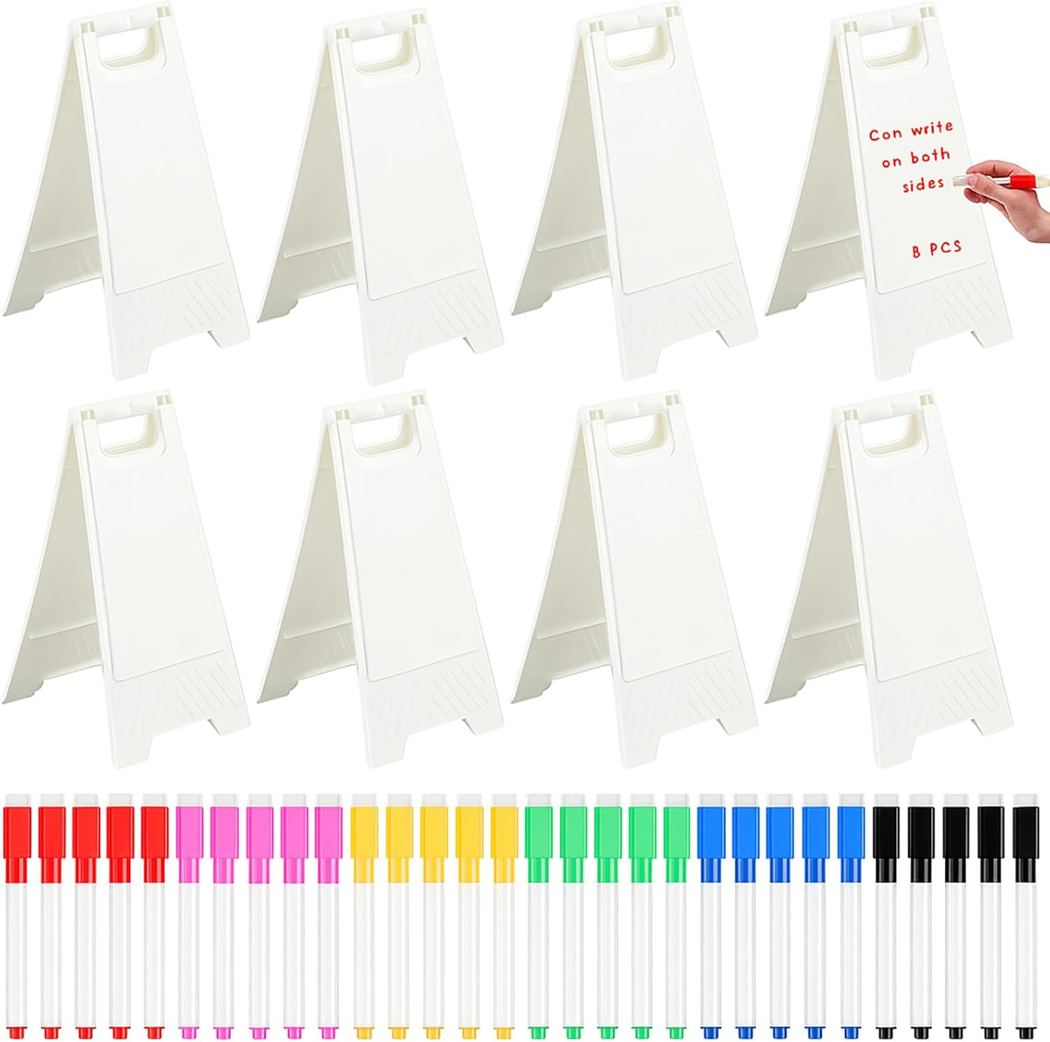 8 Pack a Frame Sandwich Board Sign with Dry Erase Surface, 24 X 12 Inch Double S