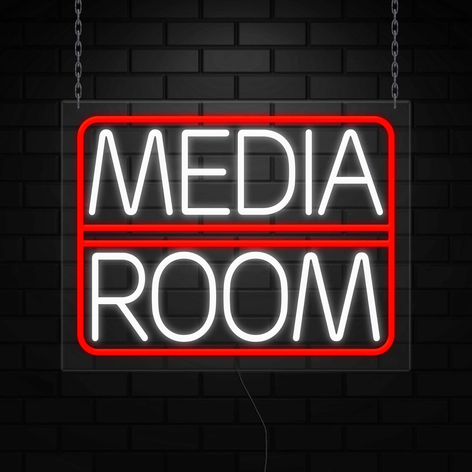 Media Room Neon Sign for Retail Displays | LED Flex Neon | 24″W x 18″H x 1″D
