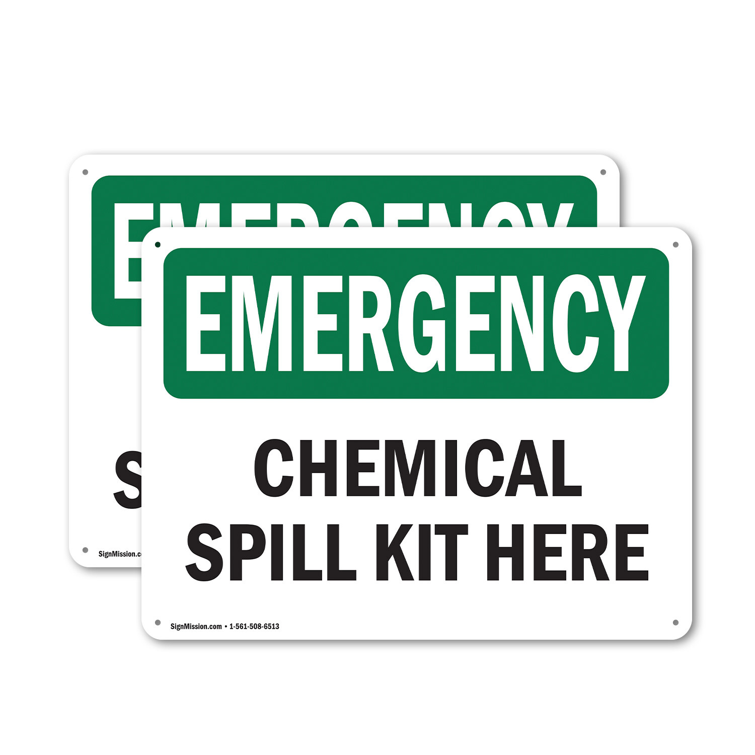 (2 Pack) Chemical Spill Kit Here OSHA Emergency Sign Decal Metal Plastic