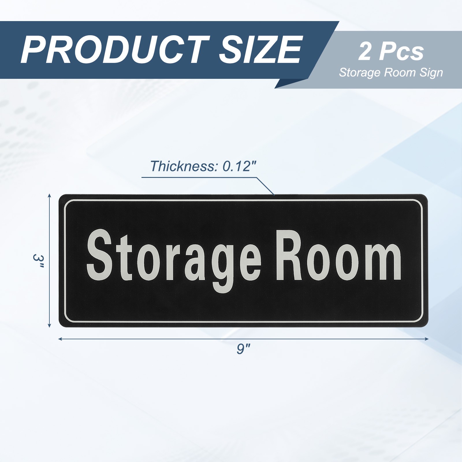 9″x3″ Storage Room, 2Pcs Room Door Sign Self-Adhesive, Black with White Text