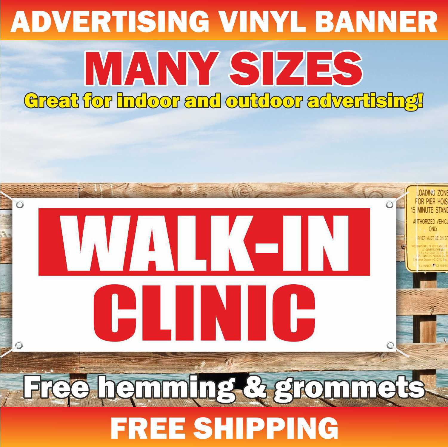 WALK-IN CLINIC Advertising Banner Vinyl Mesh Sign Hospital Doctor Welcome Open