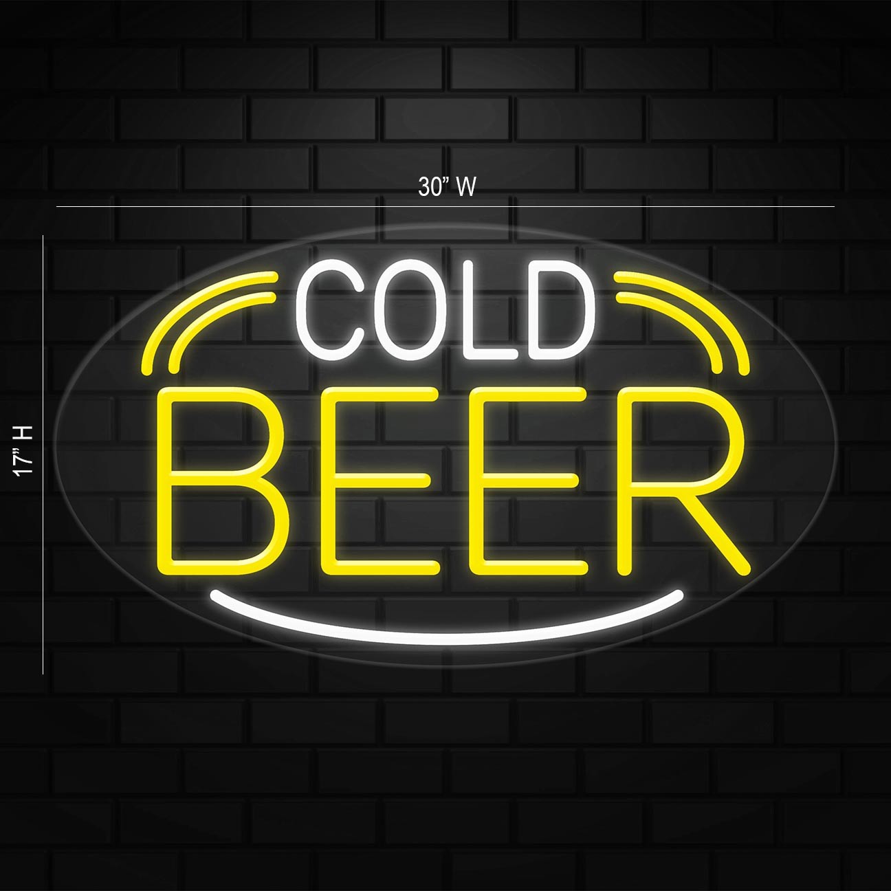 Cold Beer Sign for Business Displays | LED Flex Neon | 30″W x 17″H x 1″D