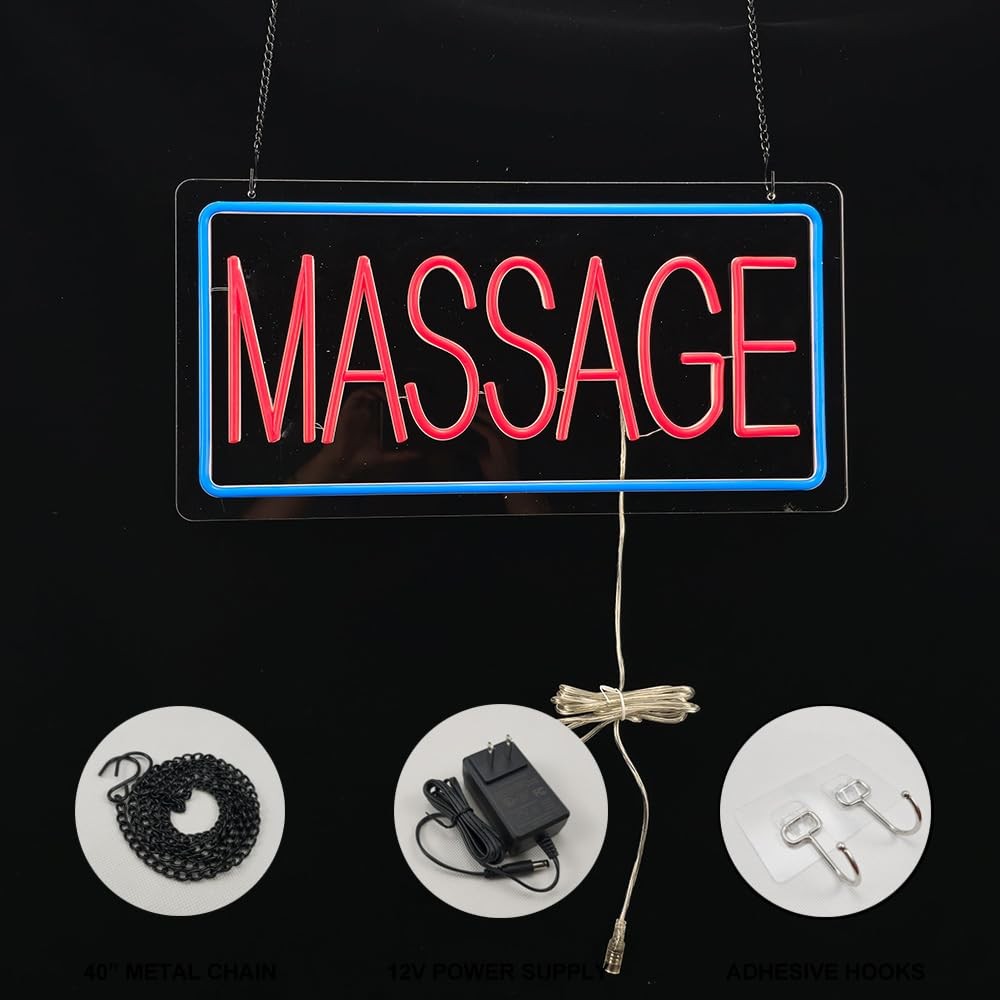 LED Massage Open Sign for Spa & Salon – Neon Wall Decor 19� x 9.5�