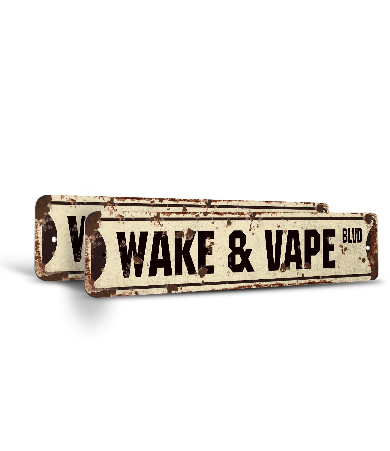 WAKE & VAPE Vintage Style Street Sign Metal Plastic weed marijuana vapor drug