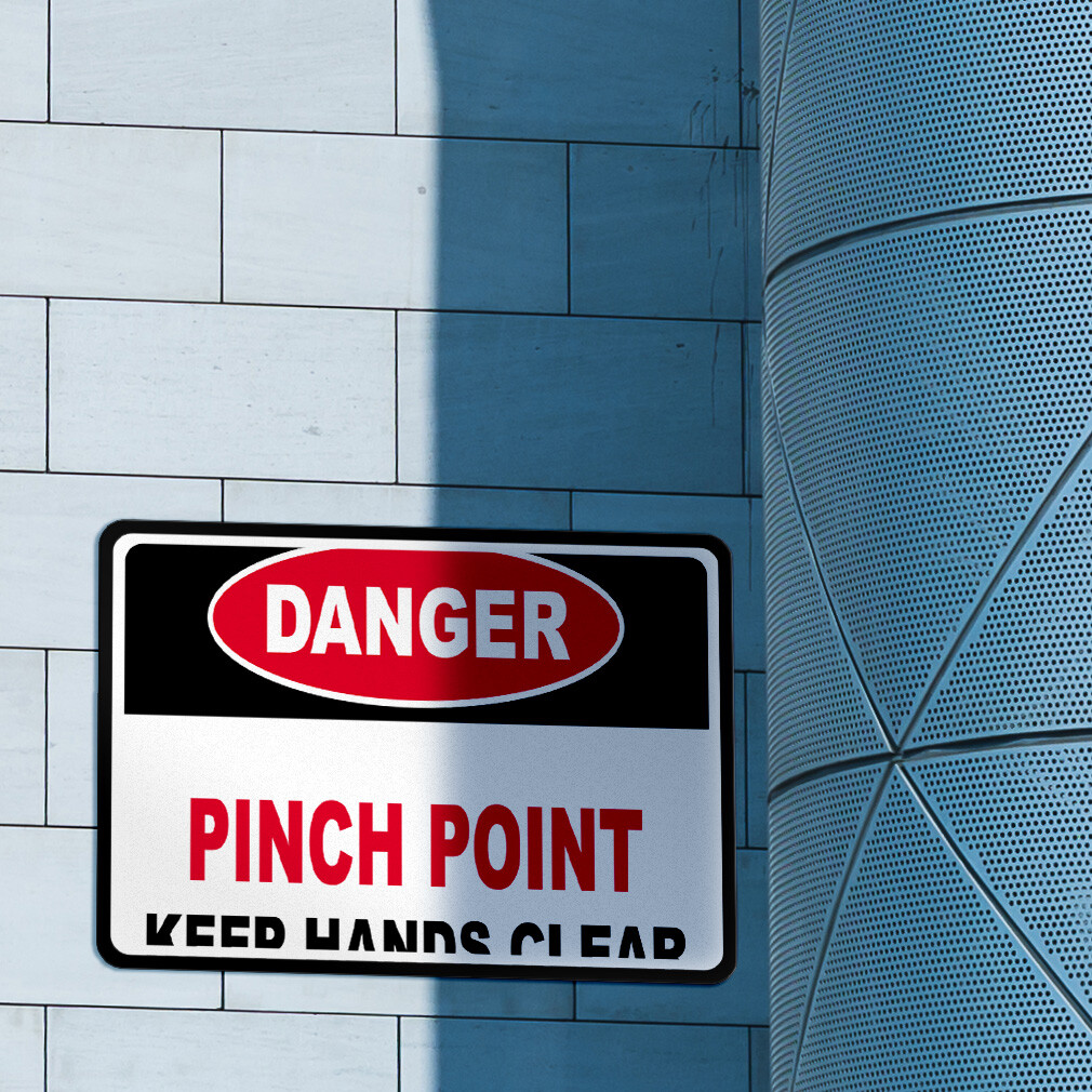 Aluminum Horizontal Metal Sign Danger Pinch Point Keep Hands Clear Hazard Labels