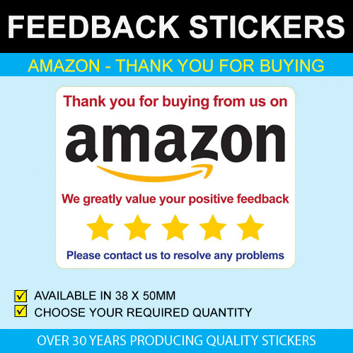 Amazon – Thank You For Buying From Us Labels – 38 x 50mm (1.5 x 2 inches)
